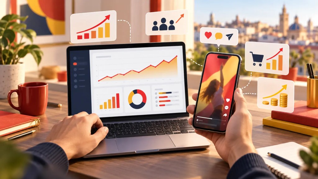 Panel de analítica para medir una campaña de influencers en España
